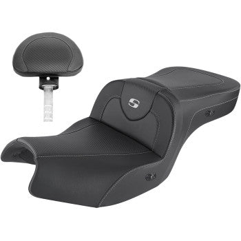 SADDLEMEN 0810-2186 I20-06-185BRHCT Roadsofa™ Carbon Fiber Seat - Heated - Includes Backrest - Black - Indian
