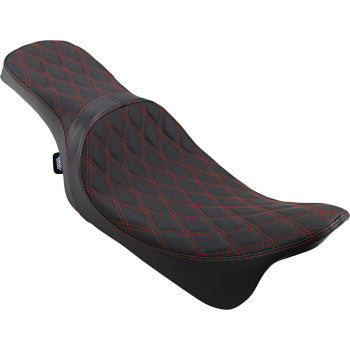 (OPEN BOX) DRAG SPECIALTIES 0801-1272 Predator 2-Up Seat - Double Diamond - Red Stitching - FL '08-'22