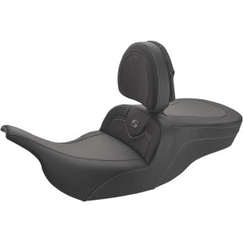 SADDLEMEN 0801-1391 897-07-185BR Roadsofa™ Carbon Fiber Seat - With Driver Backrest - Black