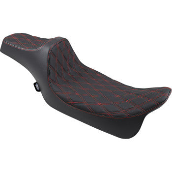 DRAG SPECIALTIES 0801-1262 Extended Reach Predator III Seat - Double Diamond - Red Stitched