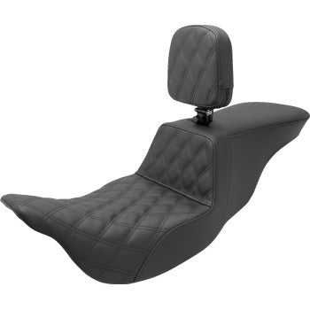 SADDLEMEN 0801-1464 808-07B-192BR Tour Step Up Seat - Rider Backrest - Rider Lattice Stitch - FL '08-'23