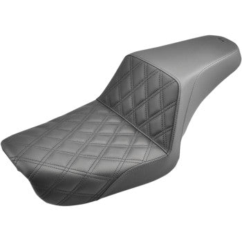 SADDLEMEN 0803-0530 804-04-172 Step-Up Seat — Front Lattice Stitch - Black - Dyna