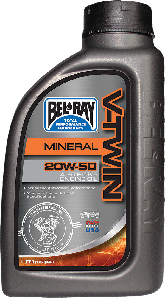 Bel-ray 840-1482 96905-BT1 V-TWIN MINERAL ENGINE OIL 20W50 1L