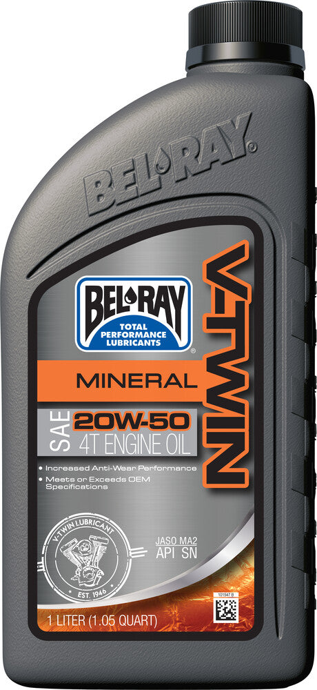 Bel-ray 840-1482 96905-BT1 V-TWIN MINERAL ENGINE OIL 20W50 1L