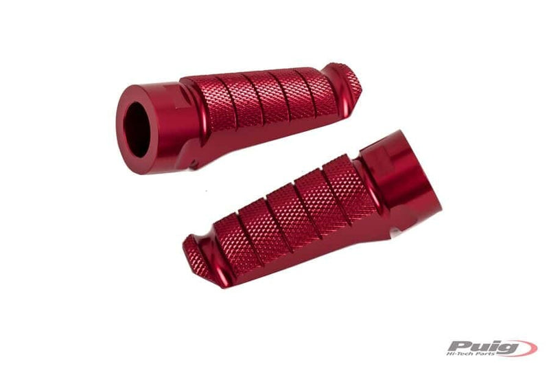 Puig Hi-Tech Parts Footpegs Racing RED - 6301R For Ducati Motorcycles 2008-2020 | Honda Motorcycles 2000-2021 | Triumph Motorcycles 2008-2021
