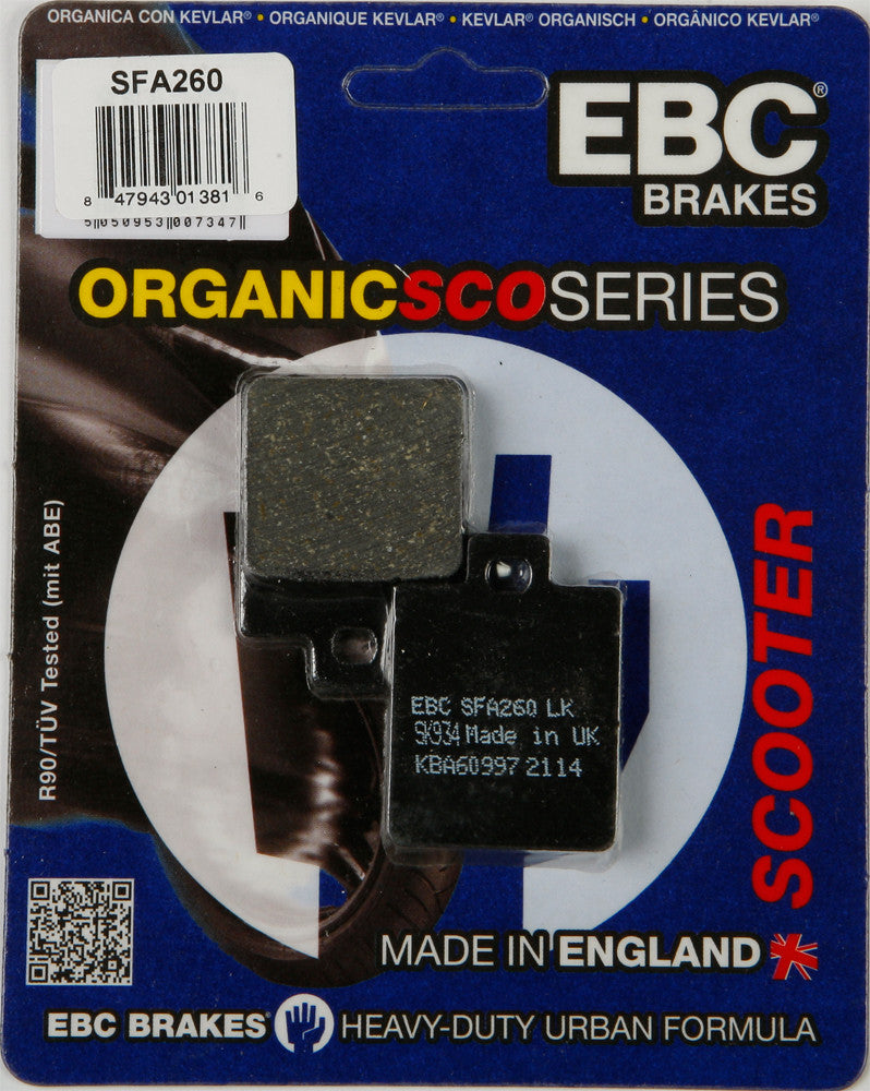 Ebc Brake Pads Organic - SFA260 Piaggio 400 / 500 2008-2010