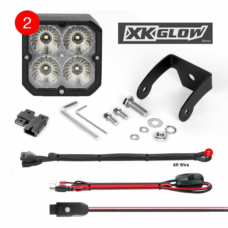 Xk Glow 653-0076 XK065001-FL-KIT 20W RGB POD LIGHTS FLOOD BEAM PR