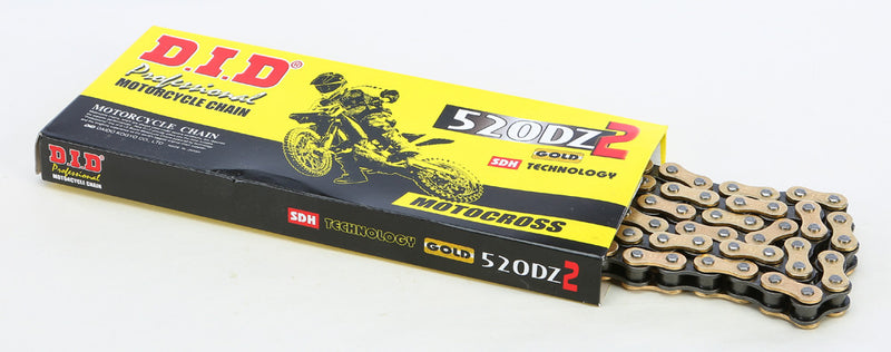 D.I.D HI-Performance 520DZ2-120 Racing Chain Gold - 520DZ2X120RB For Husaberg Dirt Bikes 1992-2014 | Beta Dirt Bikes 2008-2017