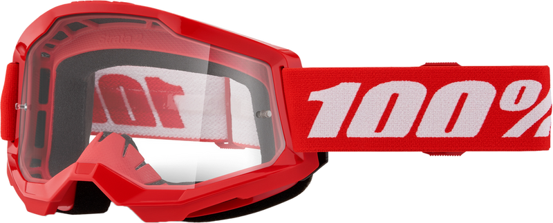 100% 610-5254 50031-00012 STRATA 2 JUNIOR GOGGLE RED CLEAR LENS