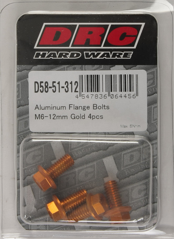 Drc 634-8312G D58-51-312 ALUMINUM FLANGE BOLTS GOLD M6X12MM 4/PK