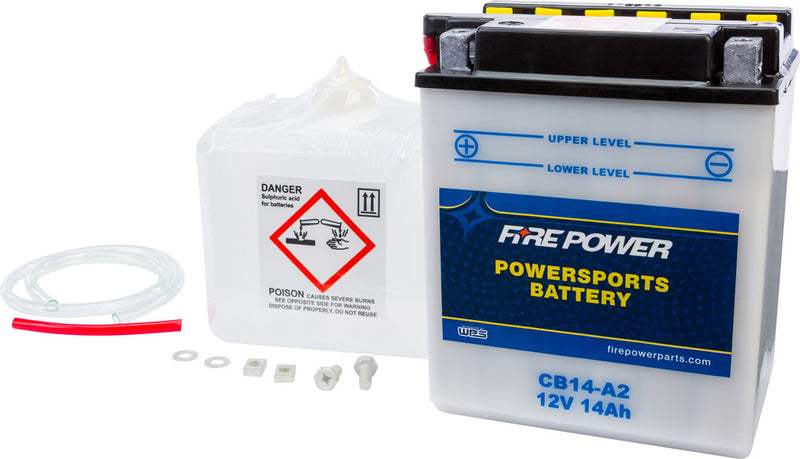 Fire Power Battery W Acid 12V Heavy Duty - CB14-A2 Arctic Cat ATVs 1998-2015