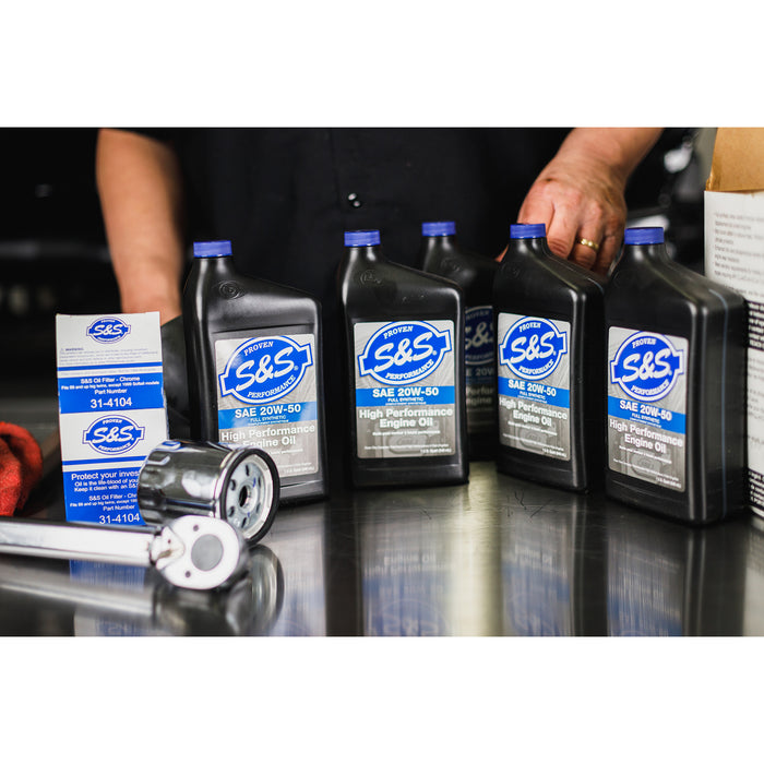 S&S CYCLE 3601-0492 162233 Oil Change Kit - Chrome Filter - M8 - 5 US quarts