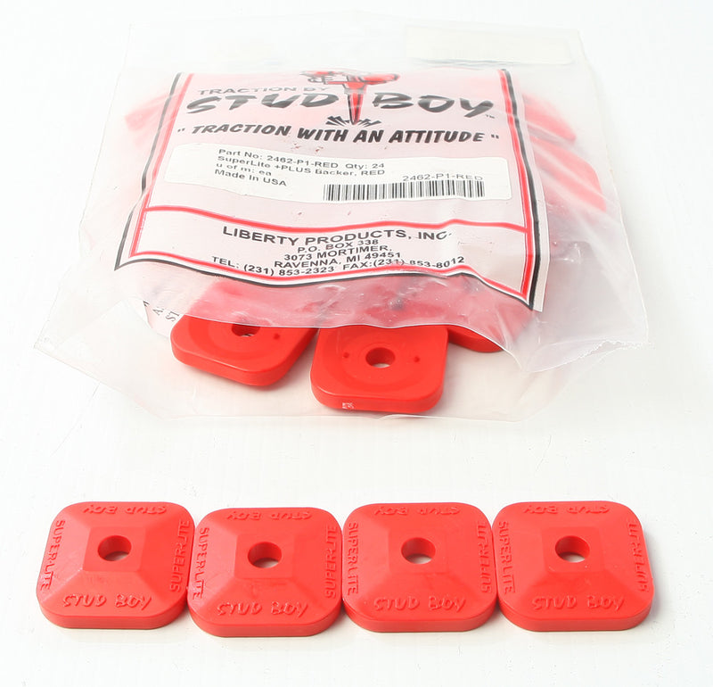 Stud Boy 18-3392-24 2462-P1-RED SUPER-LITE PLUS BACKERS RED 24/PK