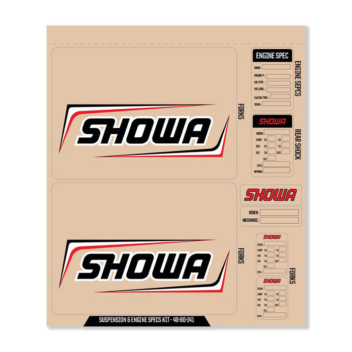 D-cor 862-4080141 40-80-141 SHOWA DECAL KIT BLK SHOWA FORK/SHOCK/ENG SPEC