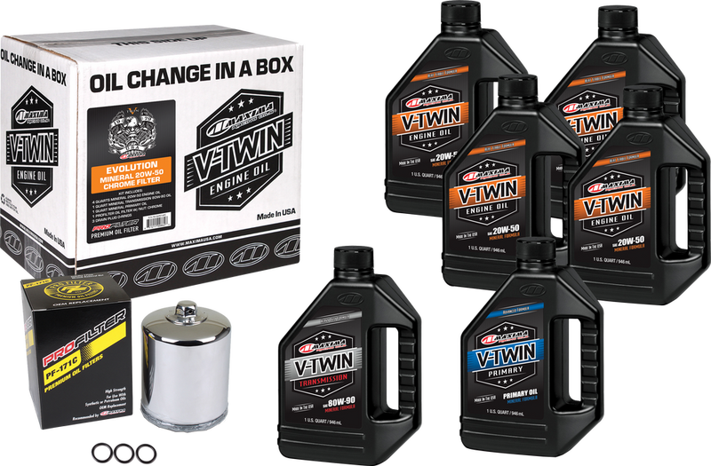 Maxima Racing Oil V-Twin OIL Change Kit Mineral EVO Chrome Filer - 90-069016PC