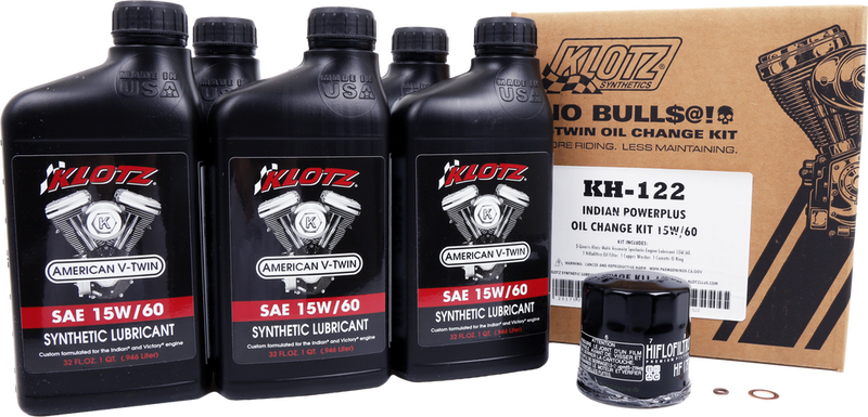 Klotz Oil 842-0169 KH-122 INDIAN POWERPLUS 5QT SYNTHETIC OIL CHANGE KIT