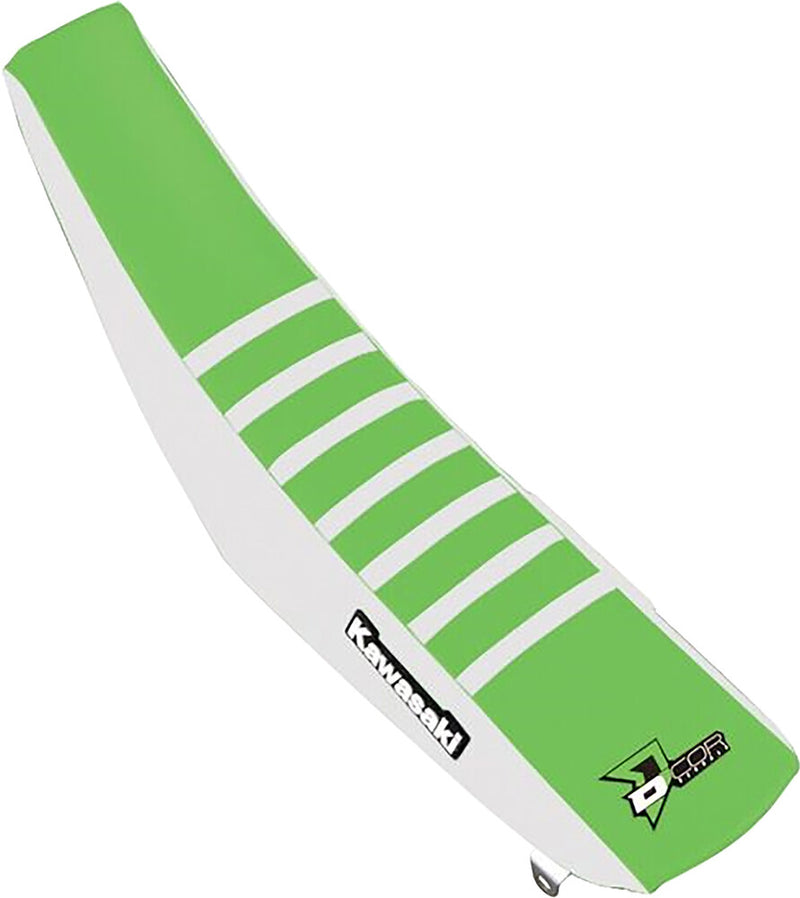 D'cor Visuals D-Cor Seat Cover 18 MEC White Green White Ribs - 30-20-475 Kawasaki KX 450 / KX 250 2019-2025