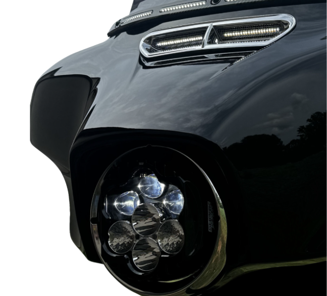 Custom Dynamics Shark Demon™ Headlight - SD2-BW-W For Harley Motorcycles 1994-2025