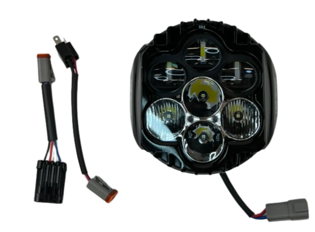 Custom Dynamics Shark Demon™ Headlight - SD2-BW-W For Harley Motorcycles 1994-2025
