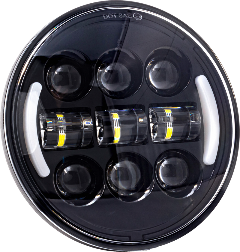 Letric Lighting Co 850-09658 LLC-DHL-5TS 5.75" DELUXE HDLIGHT W/ TURNS BLACK W/ SWITCHBACK