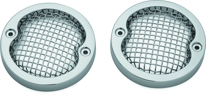 Kuryakyn 6513 Mesh Turn Signal Bezels 3-1/4in Chrome - Photo - Primary