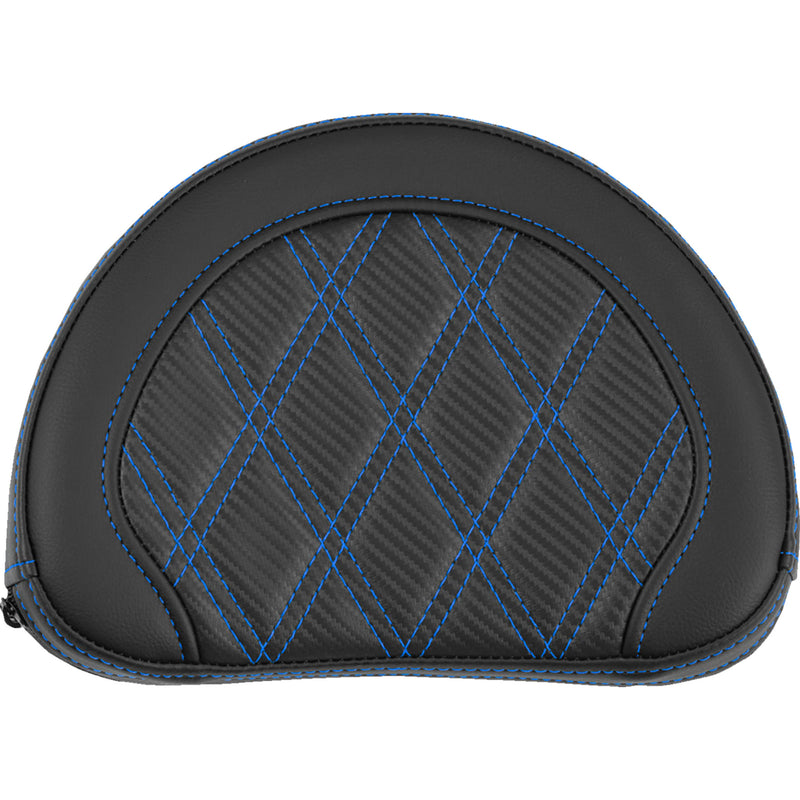 SADDLEMEN 0822-0670 051320701 Contoured Sissy Bar Pad lattice stitch - blue stitch