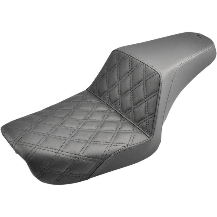 SADDLEMEN 0803-0530 804-04-172 Step-Up Seat — Front Lattice Stitch - Black - Dyna