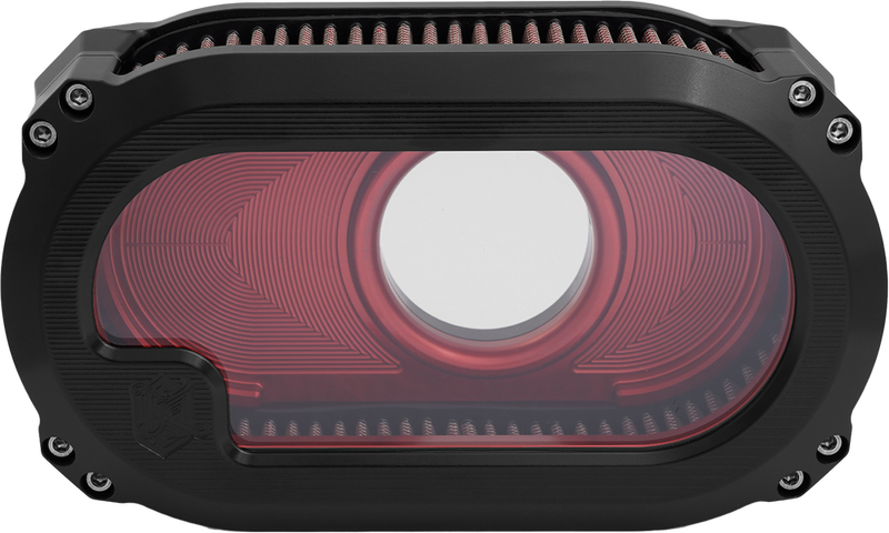 Kens Factory NL TC Air Cleaner W Glass Black W RED - NXT-03BR For Harley Touring 2008-2016