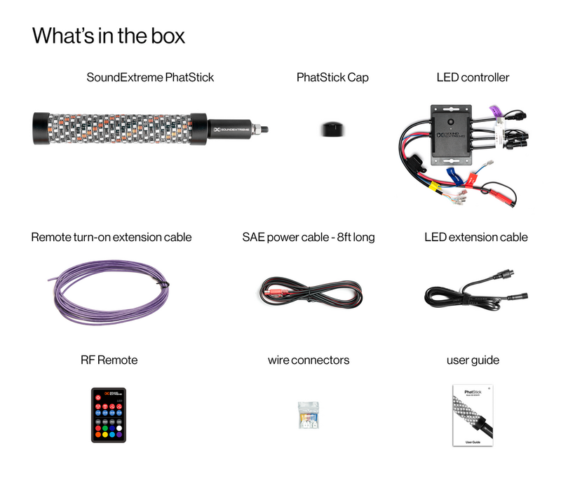 Ecoxgear 63-9315 SEI-SEZ4WHP1 PHATSTICK 1' WHIP & CONTROLLER LED WHIP 1FT & RF CONTROLLER