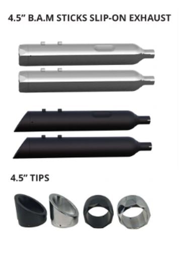 Tab Performance 211-1294-N-2.5 4.5 Inch Indian Bagger Chrome Soft Bag B.A.M. Slip On Muffler Sticks Exhaust Pipes Soft Bags 2.5 Inch Louvered Core Baffles (Medium) Using Stock Cut or Other Tip