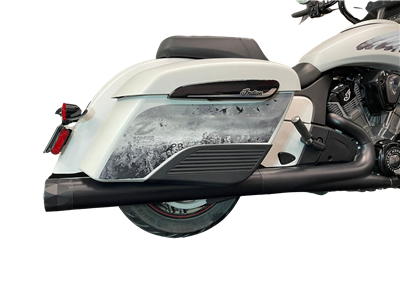 Tab Performance 211-2291-B2-2.5 Indian Bagger Black Hard Bag B.A.M. 4.0 Inch Slip On Muffler Sticks Exhaust Pipes with 2.50 Inch Louvered Core Baffles (Medium) and Black Straight Cut Tips
