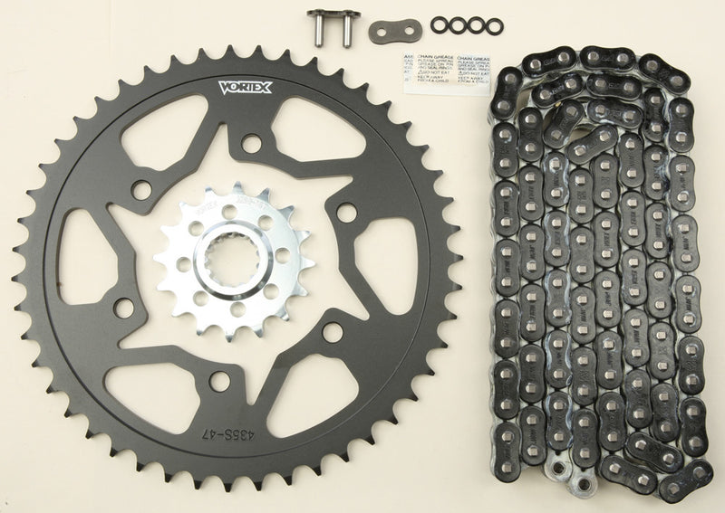 Vortex 3-CK6361 CK6361 SPROCKET/CHAIN KIT STL/STL 16/47T SIL RX3 520-116L BLK