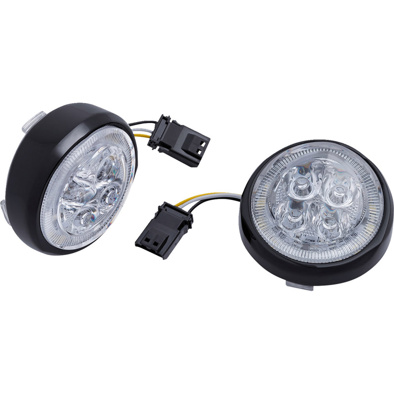 CIRO 2040-2908 45423 LED Fang® Front Signal Light Inserts with Bezel - Turn Signal Insert - Front - Black/Clear