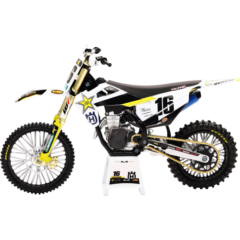 NEW RAY TOYS 7001-0029 58243 Rockstar Husqvarna Team Bike 2020 zach osborne - 1:12 scale - white/black/yellow