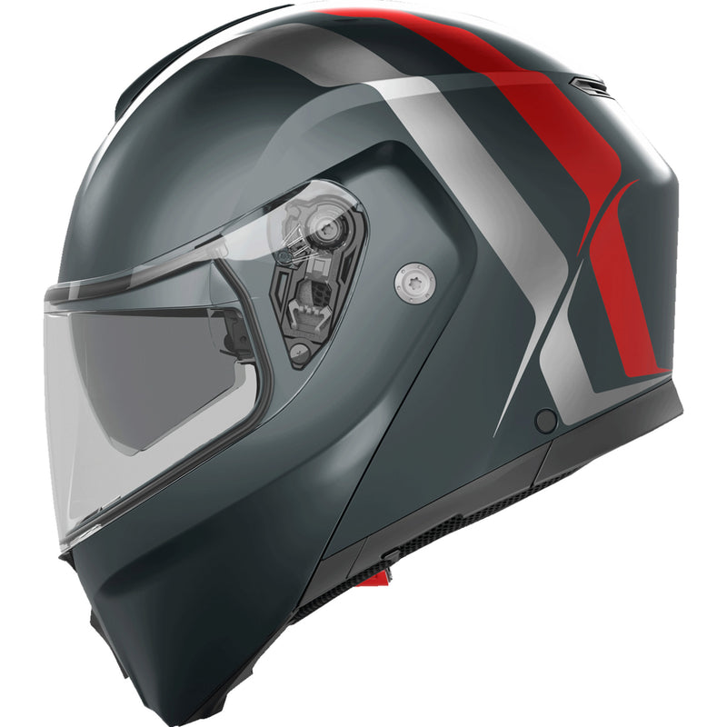 AGV 0100-2408 2118296002006XL Streetmodular Resia Helmet Streetmodular Helmet - Resia - Matte Gray/Silver/Red - XL