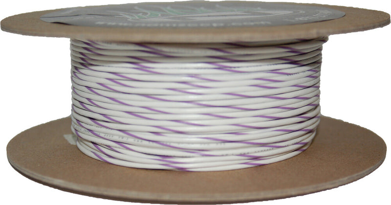 Namz Custom Cycle 850-08959 NWR-97-100 #18-GAUGE WHITE/VIOLET STRIPE 100' SPOOL OF PRIMARY WIRE