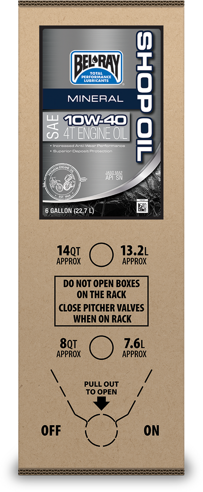 Bel-ray 840-0010 301290150033 SHOP MINERAL ENGINE OIL 10W40 6GAL BIB