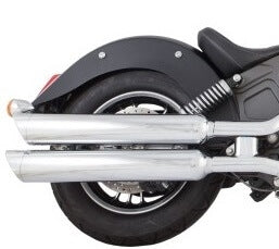 Tab Performance Indian Scout Chrome 4" Long Slip-on | Up to 2024 - Chrome Slash Tips, 2.25" Louvered Baffles 221-1290-C-2.25
