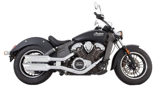 Tab Performance Indian Scout Chrome 4" Short Slip-on | Up to 2024 - Chrome Slash Tips, 2.25" Louvered Baffles 221-1291-C-2.25