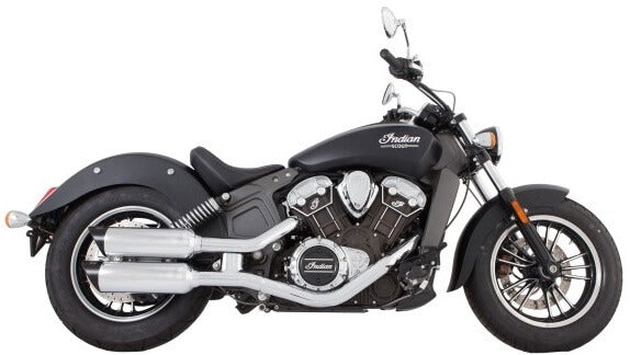 Tab Performance Indian Scout Chrome 4" Short Slip-on | Up to 2024 - Black Straight Tips, 2.25" Louvered Baffles 221-1291-B2-2.25