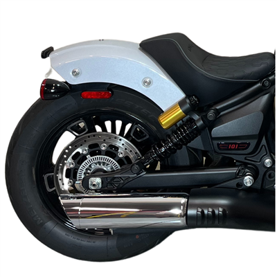 Tab Performance 221-1295-B-Q 2025 Indian Scout 2-1 Slip-On Muffler Chrome 4 Inch Black Slash Cut Tip 2.5 Inch Perforated Core Baffle (Quiet)