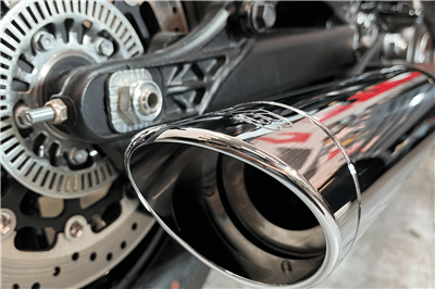 Tab Performance 221-1295-C-Q 2025 Indian Scout 2-1 Slip-On Muffler Chrome 4 Inch Chrome Slash Cut Tip 2.5 Inch Perforated Core Baffle (Quiet)