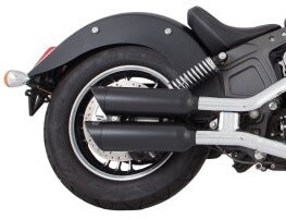 Tab Performance Indian Scout Black 4" Short Slip-on | Up to 2024 - Chrome Straight Tips, 2.25" Louvered Baffles 221-2291-C2-2.25