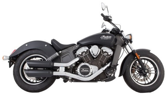 Tab Performance Indian Scout Black 4" Short Slip-on | Up to 2024 - Black Slash Tips, 2.25" Louvered Baffles 221-2291-B-2.25