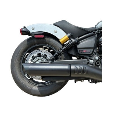 Tab Performance 221-2295-B-Q 2025-Up Indian Scout 2-1 Slip-On Muffler Black 4 Inch Black Slash Cut Tip 2.5 Inch Perforated Core Baffle (Quiet)