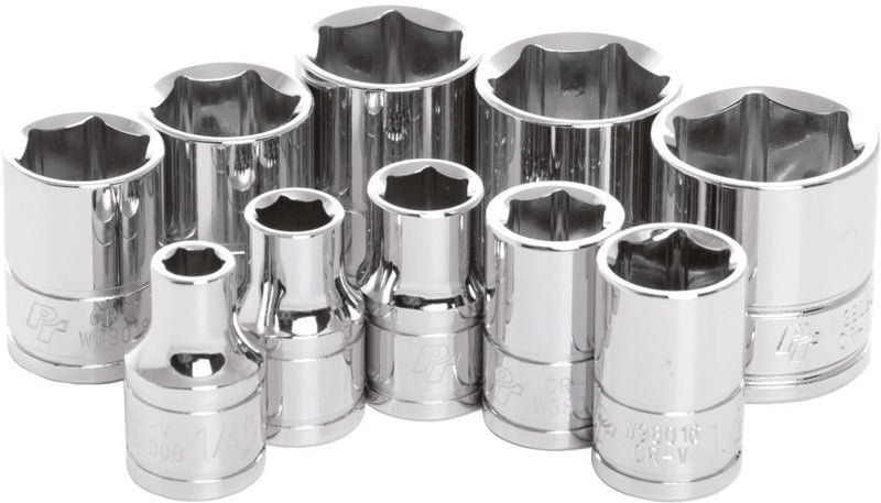 Performance Tool 117-1104 W38002 10 PC 3/8" SAE SOCKET SET SHALLOW