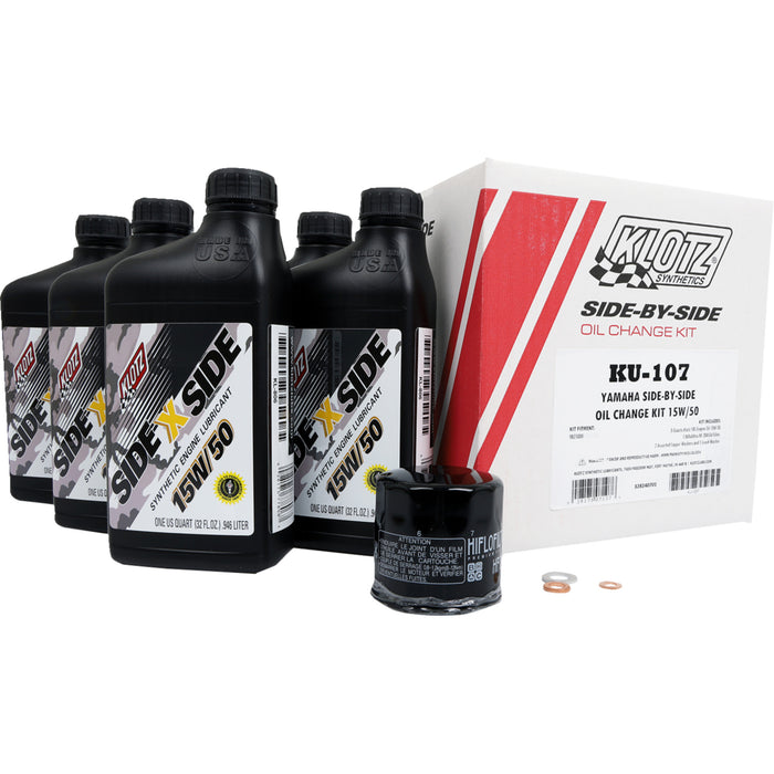 KLOTZ OIL 3601-0870 'KU-107 SxS Oil Change Kit Yamaha SxS - 15W/50