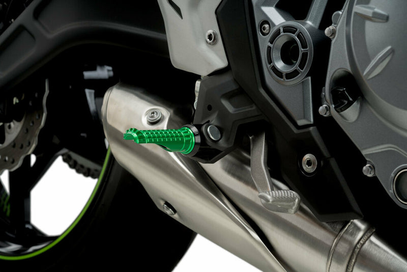 Puig Hi-Tech Parts Footpegs R-Fighter Green - 9192V For Ducati Motorcycles 2008-2020 | Honda Motorcycles 2000-2021 | Triumph Motorcycles 2008-2021