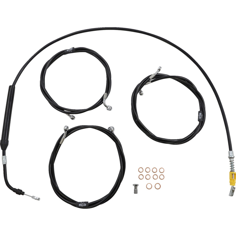 LA Choppers Standard Black Vinyl Handlebar Cable Brake Line Kit — Ape Hanger 12"-14" Ape Hangers - LA-8056KT-13B For Harley Touring 2021-2022