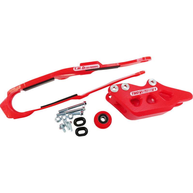 T.M. DESIGNWORKS 1231-1546 DCK-OR16-RD Chain Guide and Slider Kit Chain Guide/Slider - Red - Honda